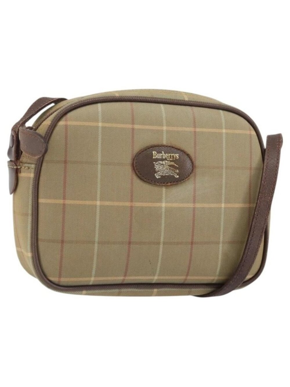 Authentic Burberrys Nova Check Shoulder Bag Canvas Beige Gold